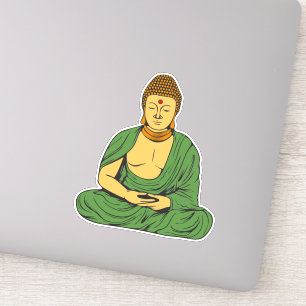 Peaceful Boeddha Buddhist Monk in groene robes Sticker