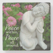 Peaceful Buddha Garden Stone Coaste – Peace Within Stenen Onderzetter (Voorkant)