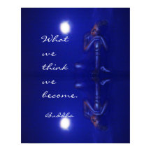 Peaceful Buddha sapphire blue reflection & quote