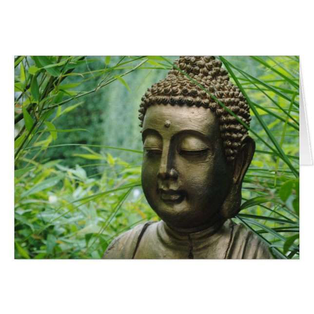 Peaceful Buddha Statue in a Leafy Green Forest (Voorkant Horizontaal)