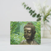 Peaceful Buddha Statue in a Leafy Green Forest Briefkaart (Staand voorkant)