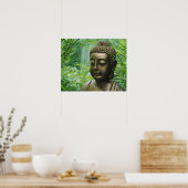 Peaceful Buddha Statue in a Leafy Green Forest Poster (Keuken)