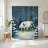 Peaceful Cabin Christmas Shower Curtain Douchegordijn