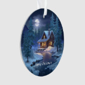 Peaceful Cabin in Winter Forest Ornament (voorkant)