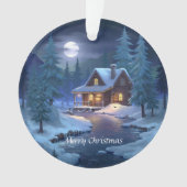 Peaceful Cabin in Winter Forest Ornament (voorkant)