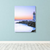 Peaceful Calm Coastal Simplistic Lighthouse Art Canvas Afdruk (Insitu (Houten vloer))