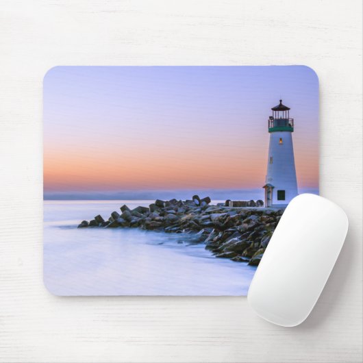 Peaceful Calm Coastal Simplistic Lighthouse Art Muismat (Met muis)