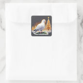 Peaceful Christmas White Dove Art 🎄 Vierkante Sticker (Tas)