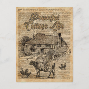 Peaceful Cottage Life  Dictionary Art Briefkaart