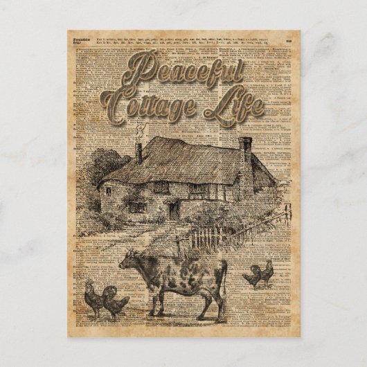 Peaceful Cottage Life Dictionary Art Briefkaart (Voorkant)