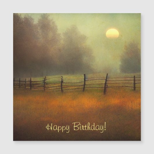Peaceful Country Scene Magnetic Birthday Kaart (Voorkant)