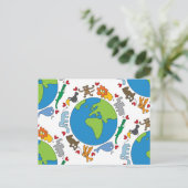 Peaceful Cute Cartoon Animals over de hele wereld Briefkaart (Staand voorkant)