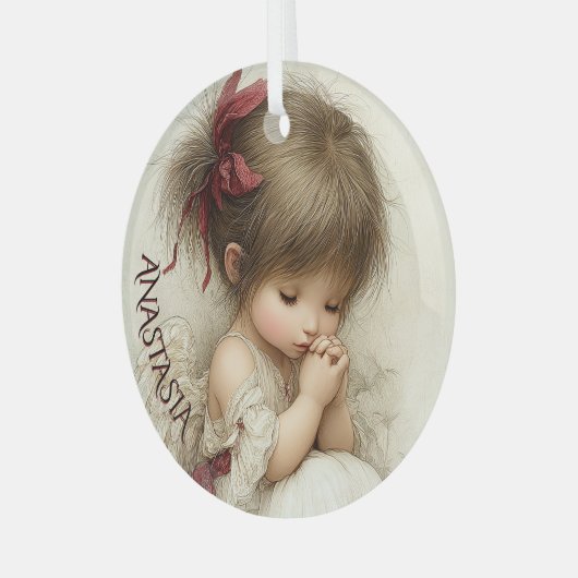 Peaceful Devotion with Custom Name Glas Ornament (Voorkant links)