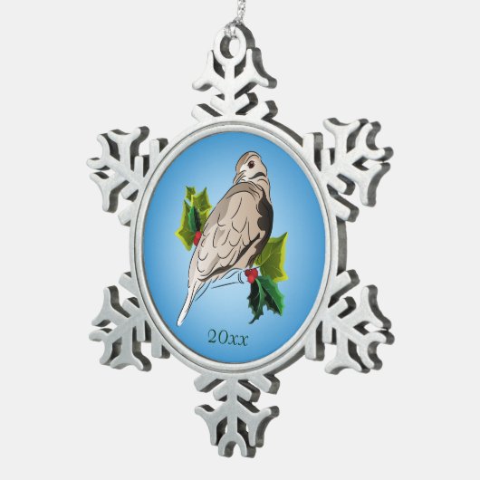 Peaceful Dove met heilige en ijverige Tin Sneeuwvlok Ornament (Rechts)