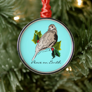 Peaceful Dove met heilige en ijzige kerst Metalen Ornament
