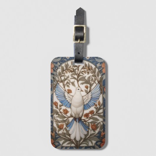 Peaceful Dove William Morris geïnspireerd Bloemen Bagagelabel (Voorkant (verticaal))
