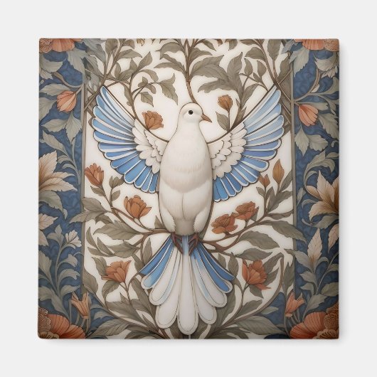 Peaceful Dove William Morris geïnspireerd Bloemen Magneet (Voorkant)
