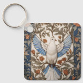 Peaceful Dove William Morris geïnspireerd Bloemen Sleutelhanger (Voorkant)
