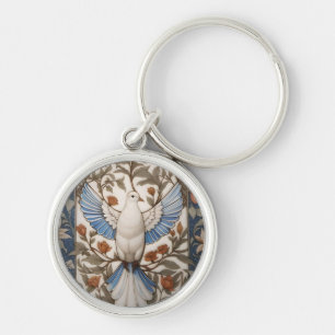 Peaceful Dove William Morris geïnspireerd Bloemen Sleutelhanger
