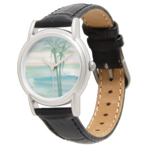 Peaceful Dusk Tropical Horloge
