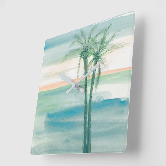 Peaceful Dusk Tropical Vierkante Klok (Hoek)