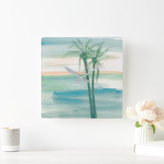 Peaceful Dusk Tropical Vierkante Klok (Huis)