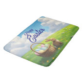 Peaceful Easter Spring Meadow Bunny & Egg Basket Badmat (Gekanteld)