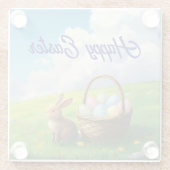 Peaceful Easter Spring Meadow Bunny & Egg Basket Glazen Onderzetter (Achterkant)