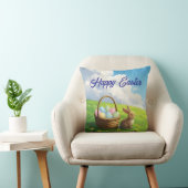 Peaceful Easter Spring Meadow Bunny & Egg Basket Kussen (Stoel)