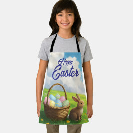 Peaceful Easter Spring Meadow Bunny & Egg Basket Schort