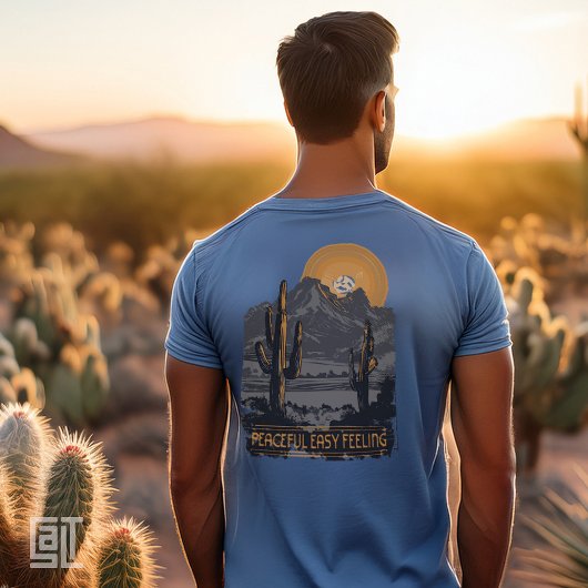 Peaceful Easy Feeling -  Vinyl Desert Sunset Cactu T-shirt
