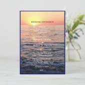 Peaceful Elegant Beach Sunset Weduwuitnodiging Kaart (Staand voorkant)
