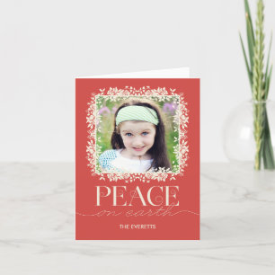 Peaceful Floral Holiday Photo Wenskaart Salmon Feestdagen Kaart