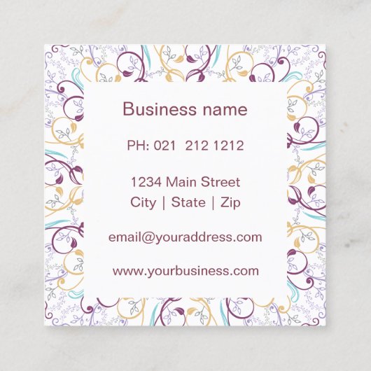 Peaceful flower Mandala yoga meditatie Vierkante Visitekaartje (Achterkant)