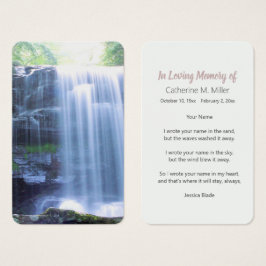 Peaceful Forest Waterfall Funeral Memorial Visitekaartje