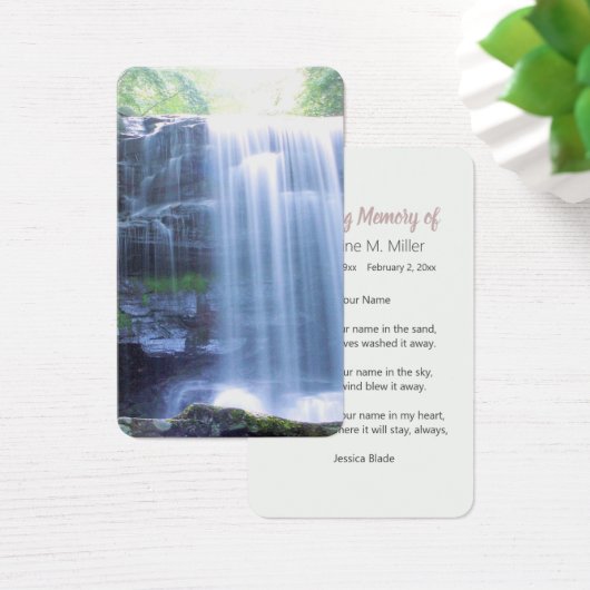 Peaceful Forest Waterfall Funeral Memorial Visitekaartje (Bureau)