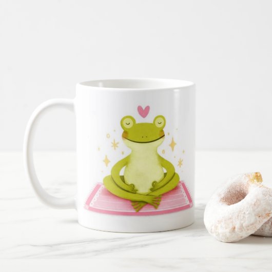 Peaceful Frog – Kind_Ones Whimsical Calm Mug Koffiemok (Met donut)