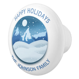 Peaceful Frosted Landscape Custom Keramische Knop