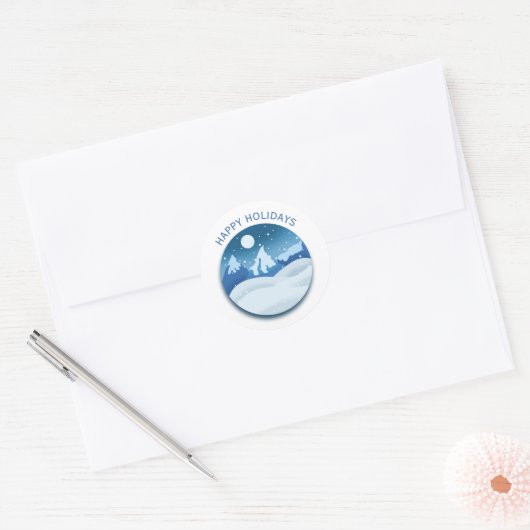 Peaceful Frosted Landscape Custom Ronde Sticker (Envelop)