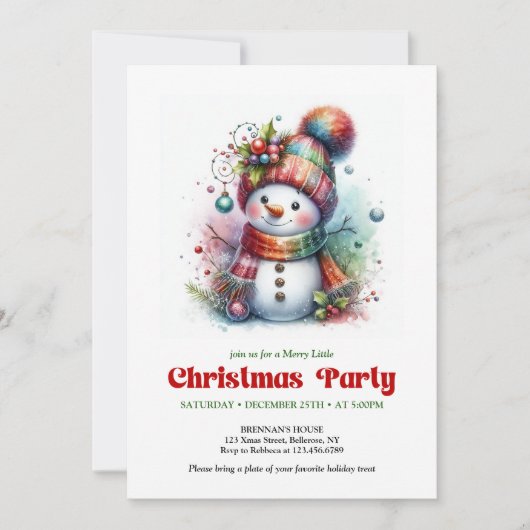 Peaceful funny snowman invite holiday joy digital kaart (Voorkant)