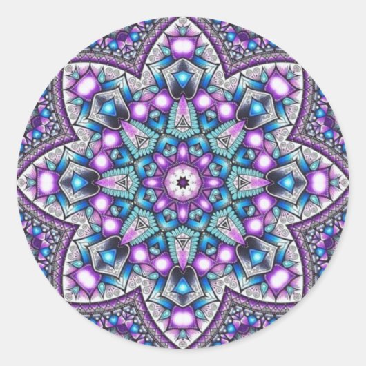 Peaceful Garden Kaleidoscope Mandala Ronde Sticker (Voorkant)