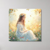 Peaceful Girl in Garden Canvas Print – Soft Nature (Voorkant)
