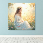 Peaceful Girl in Garden Canvas Print – Soft Nature (Insitu (Houten vloer))