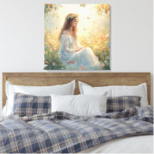 Peaceful Girl in Garden Canvas Print – Soft Nature (Insitu (Slaapkamer))