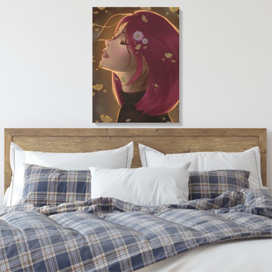 Peaceful Golden Glow Canvas Afdruk (Insitu (Slaapkamer))