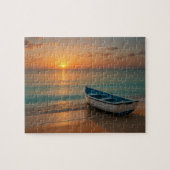Peaceful Golden Sunset with Boat on Beach Puzzle Legpuzzel (Horizontaal)