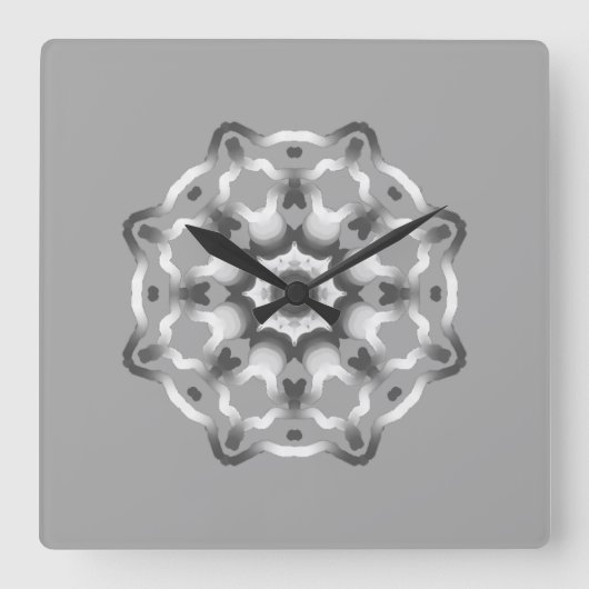 Peaceful Gray Mandala Healing Vibes Vierkante Klok (Voorkant)