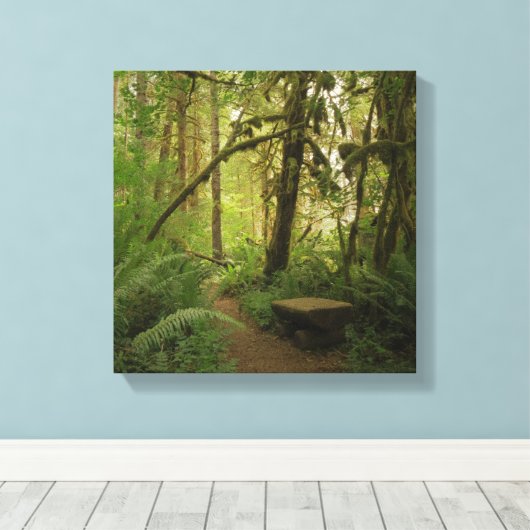 Peaceful Green Forest Trail in Washington Canvas Afdruk (Insitu (Houten vloer))