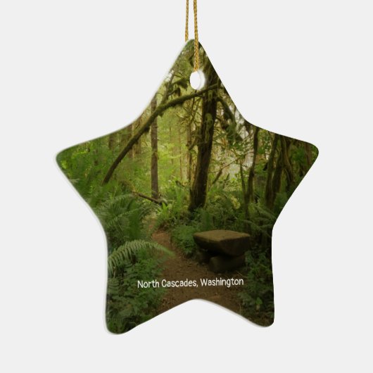 Peaceful Green Forest Trail in Washington Keramisch Ornament (Rechts)
