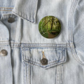Peaceful Green Forest Trail in Washington Ronde Button 5,7 Cm (In situ)